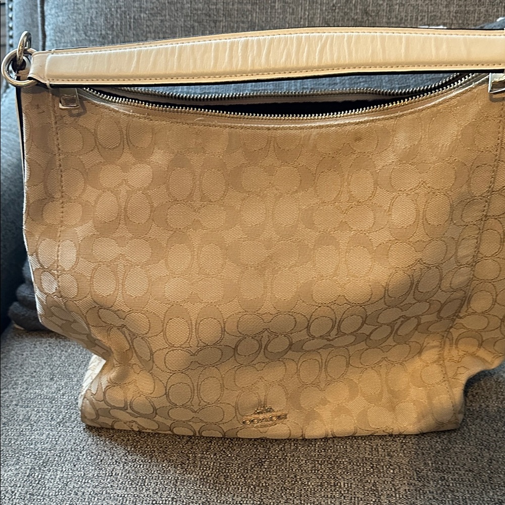 Coach Beige Signature Shoulder Bag